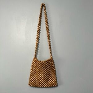 Vintage Wooden Bead Shoulder Bag
